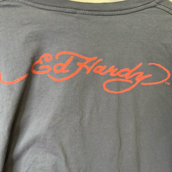 Vintage Y2K Don Ed Hardy By Christian Audiegier Tattoo Vneck Tshirt Size XL - Picture 7 of 9